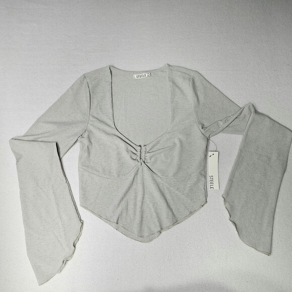 Steele Tops - Steele‎ Spencer Top Grey Silver Cropped Size Medium